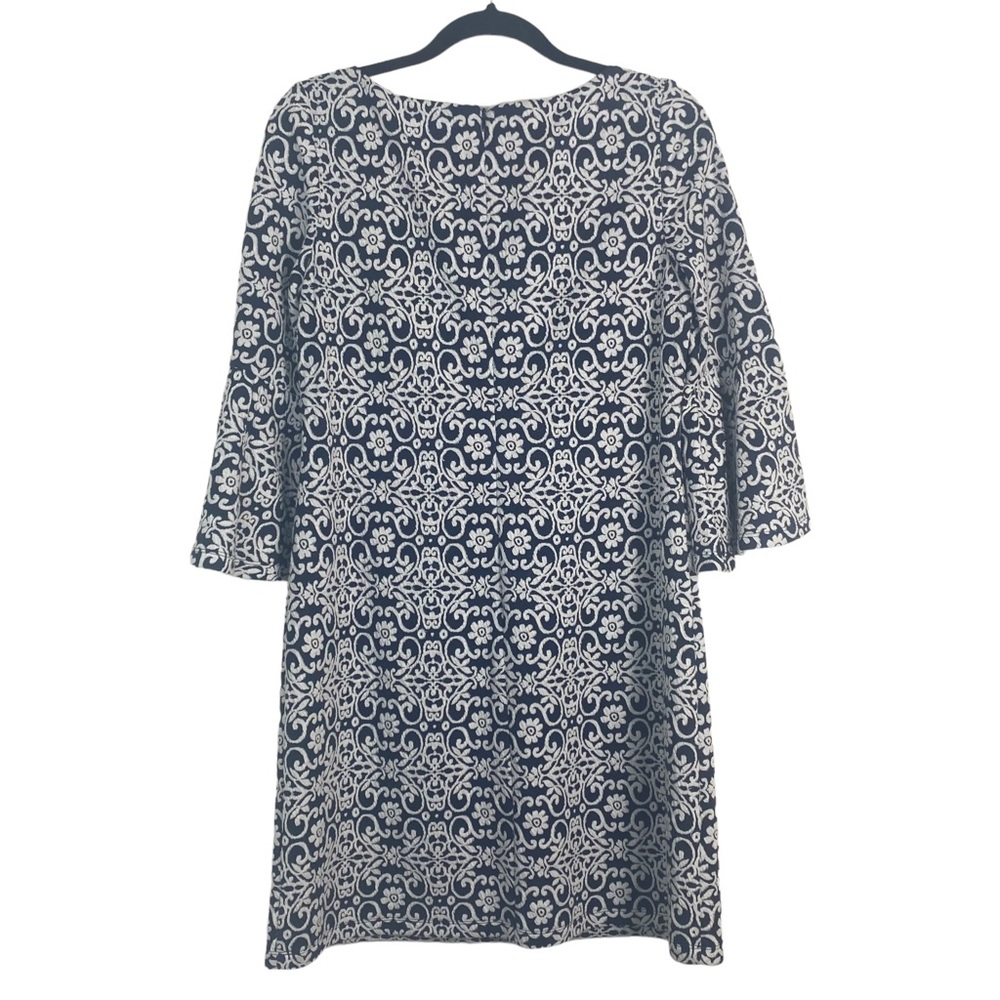 Jessica Howard Women’s Navy White Embroidered Dress 3/4 Bell Sleeves, Size 10 - Picture 4 of 13